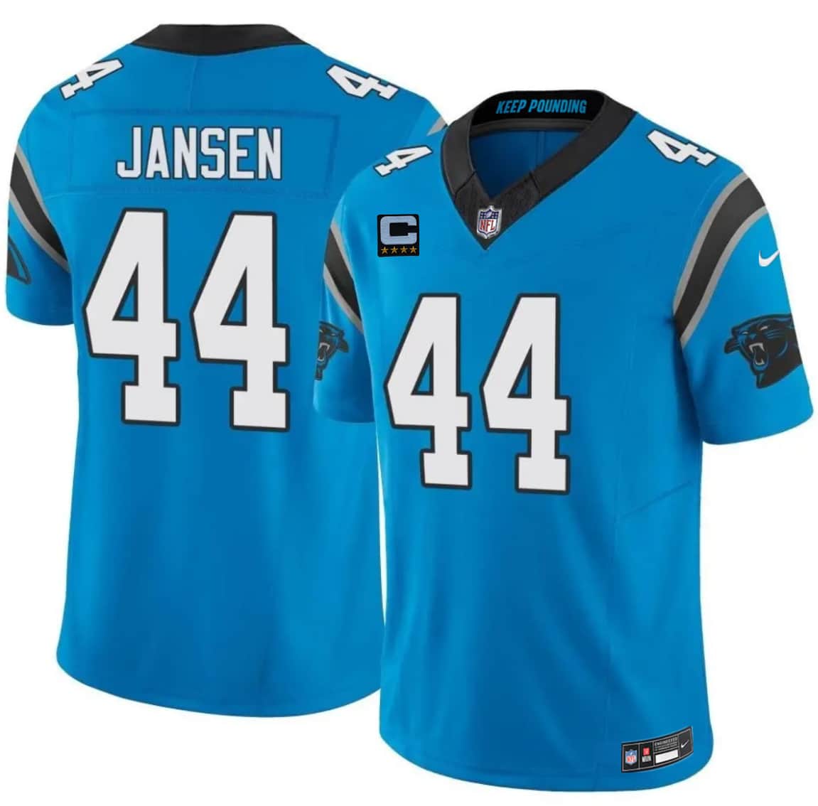 Men's Carolina Panthers #44 J. J. Jansen Blue 2026 F.U.S.E. 4-Star C Patch Vapor Limited Football Stitched Jersey