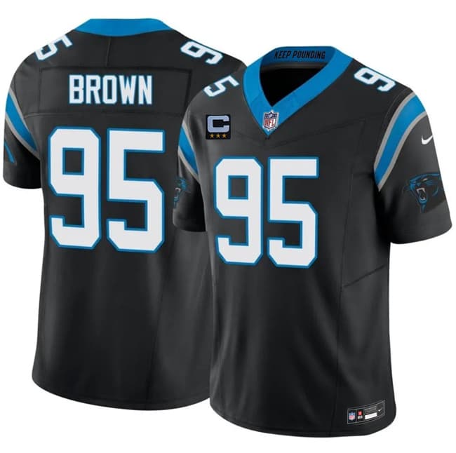Men's Carolina Panthers #95 Derrick Brown Black 2026 F.U.S.E. 3-Star C Patch Vapor Limited Football Stitched Jersey