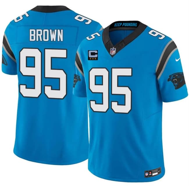 Men's Carolina Panthers #95 Derrick Brown Blue 2026 F.U.S.E. 3-Star C Patch Vapor Limited Football Stitched Jersey