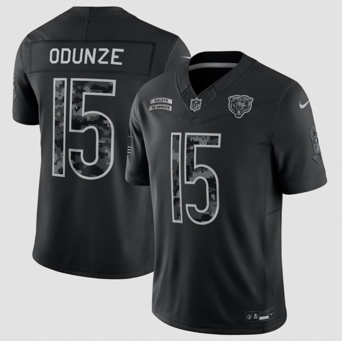 Men's Chicago Bears #15 Rome Odunze Black 2026 F.U.S.E. Salute to Service Limited Football Stitched Jersey