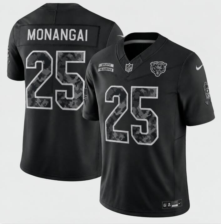 Men's Chicago Bears #25 Kyle Monangai Black 2026 F.U.S.E. Salute to Service Limited Football Stitched Jersey