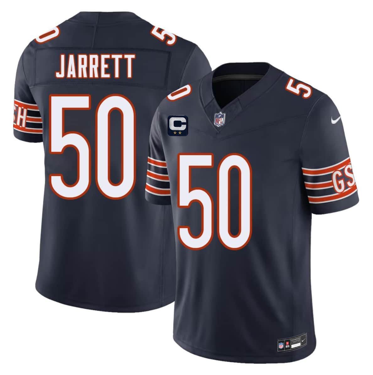 Men's Chicago Bears #50 Grady Jarrett Navy 2026 F.U.S.E. 2-Star C Patch Vapor Untouchable Limited Football Stitched Jersey