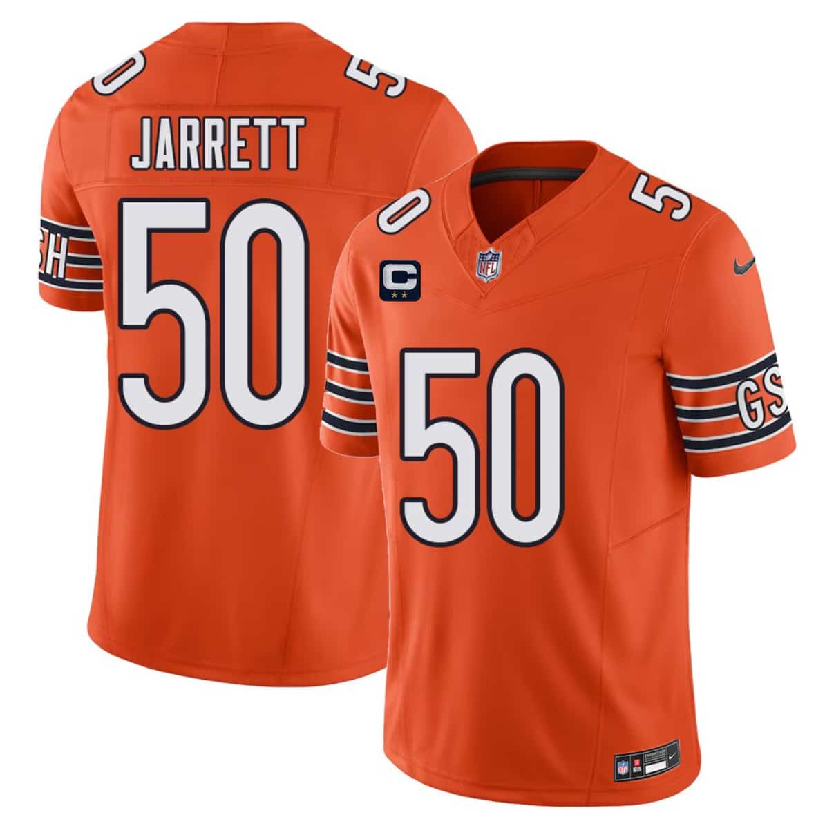 Men's Chicago Bears #50 Grady Jarrett Orange 2026 F.U.S.E. 2-Star C Patch Vapor Untouchable Limited Football Stitched Jersey