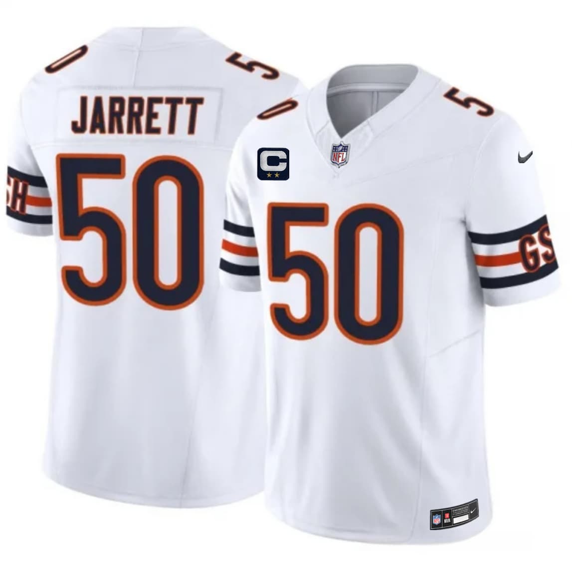 Men's Chicago Bears #50 Grady Jarrett White 2026 F.U.S.E. 2-Star C Patch Vapor Untouchable Limited Football Stitched Jersey