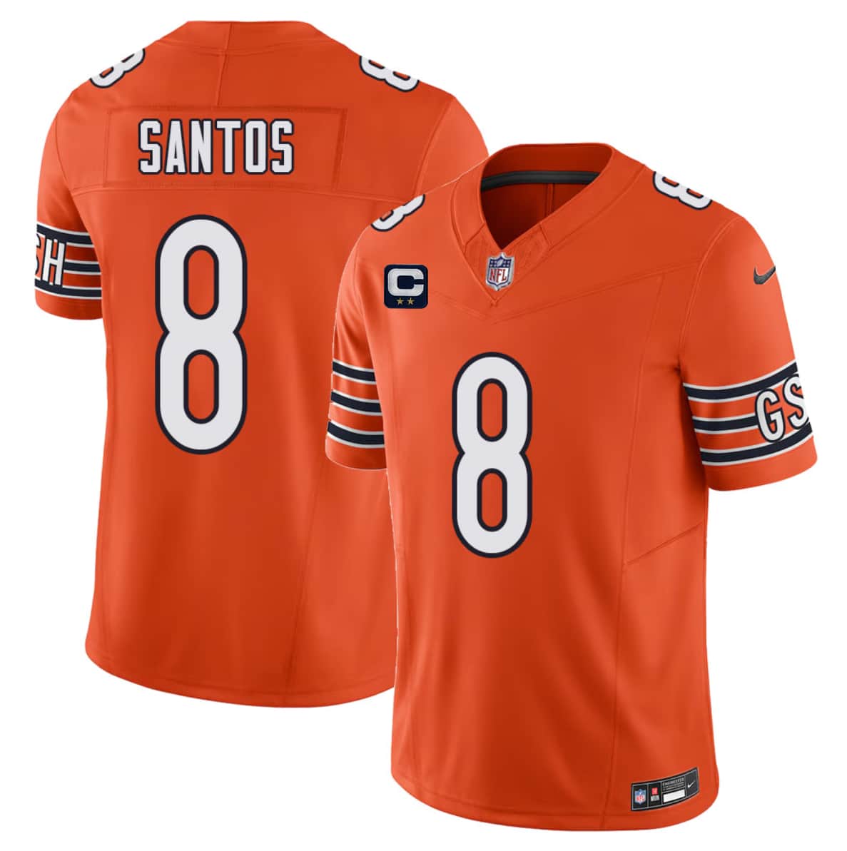 Men's Chicago Bears #8 Cairo Santos Orange 2026 F.U.S.E. 2-Star C Patch Vapor Untouchable Limited Football Stitched Jersey
