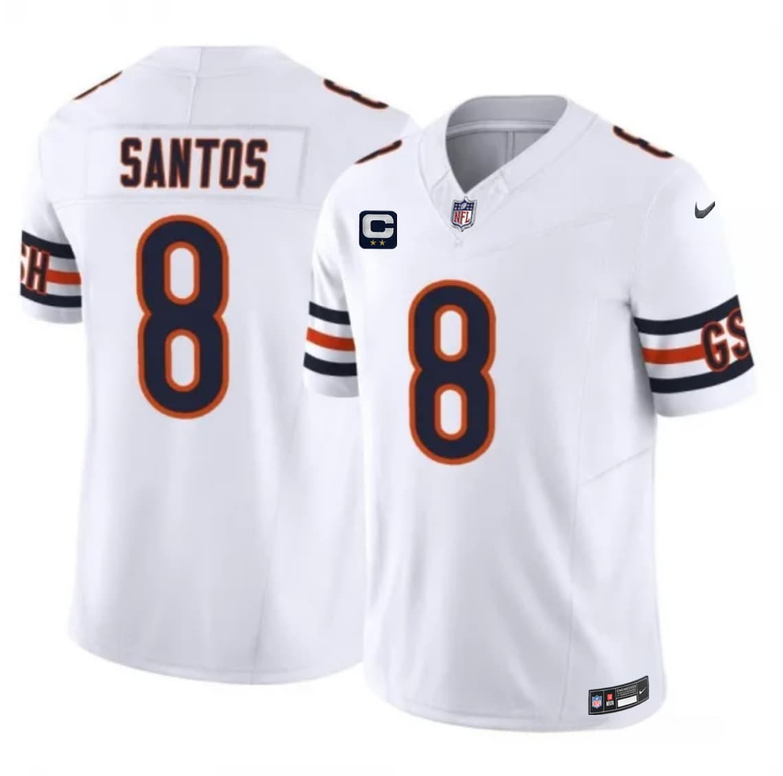 Men's Chicago Bears #8 Cairo Santos White 2026 F.U.S.E. 2-Star C Patch Vapor Untouchable Limited Football Stitched Jersey