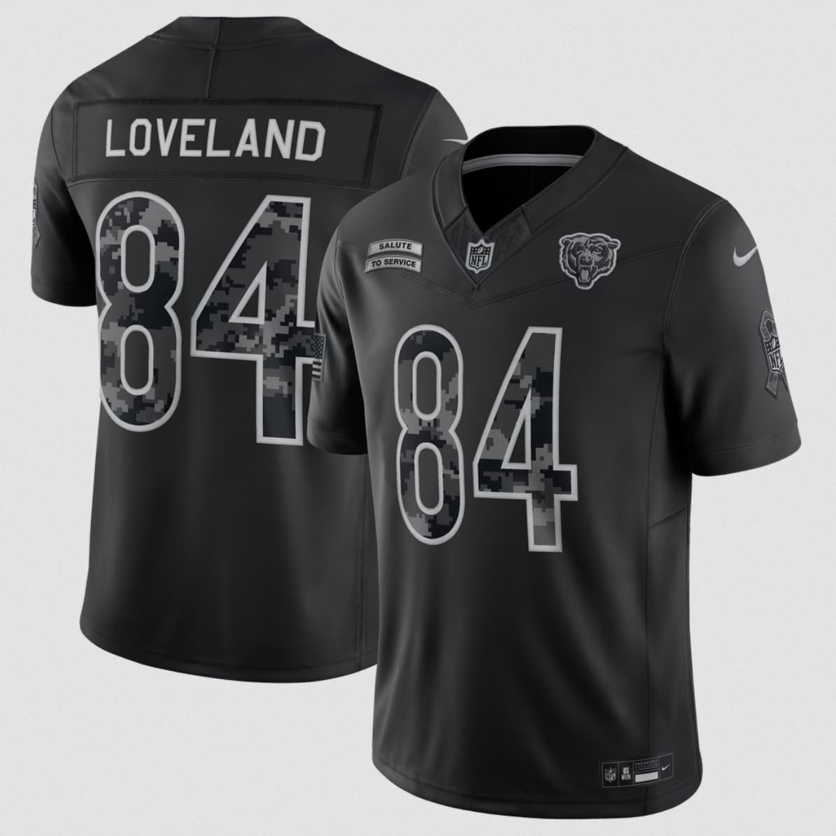 Men's Chicago Bears #84 Colston Loveland Black 2026 F.U.S.E. Salute to Service Limited Football Stitched Jersey