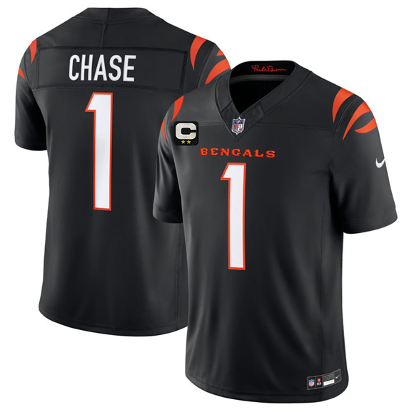 Men's Cincinnati Bengals #1 Ja'Marr Chase Black 2026 F.U.S.E. 2-Star C Patch Vapor Untouchable Limited Football Stitched Jersey