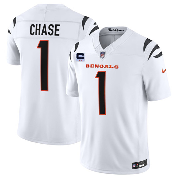 Men's Cincinnati Bengals #1 Ja'Marr Chase White 2026 F.U.S.E. 2-Star C Patch Vapor Untouchable Limited Football Stitched Jersey