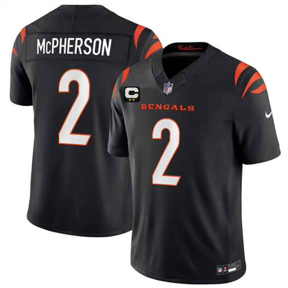 Men's Cincinnati Bengals #2 Evan McPherson Black 2026 F.U.S.E. 2-Star C Patch Vapor Untouchable Limited Football Stitched Jersey