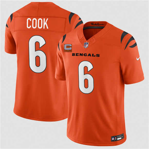 Men's Cincinnati Bengals #6 Bryan Cook Orange 2026 F.U.S.E. 1-Star C Patch Vapor Limited Football Stitched Jersey