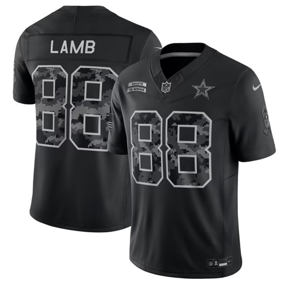 Men's Dallas Cowboys #88 CeeDee Lamb Black 2026 F.U.S.E. Salute to Service Limited Stitched Football Jersey