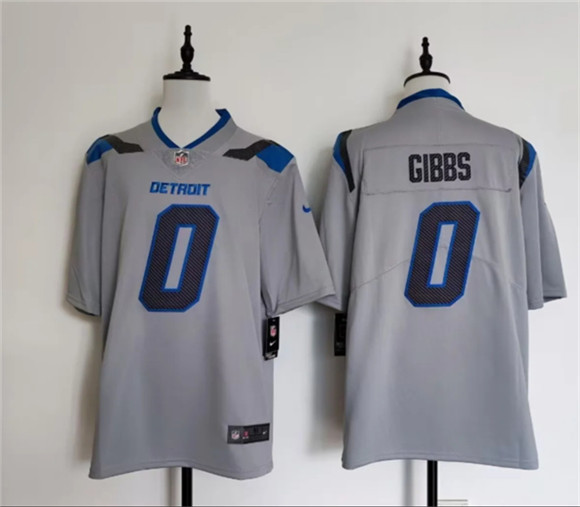 Men's Detroit Lions #0 Jahmyr Gibbs Silver 2026 Rivalries Collection Limited Football Stitched Jersey