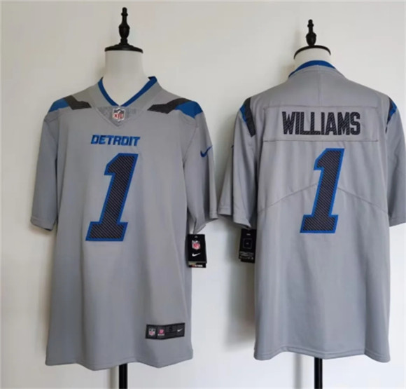 Men's Detroit Lions #1 Jameson Williams Silver 2026 Rivalries Collection Limited Football Stitched Jersey