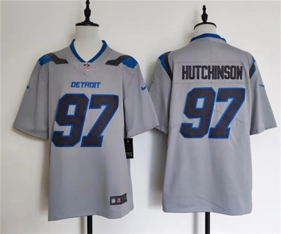 Men's Detroit Lions #97 Aidan Hutchinson Silver 2026 Rivalries Collection Limited Football Stitched Jersey