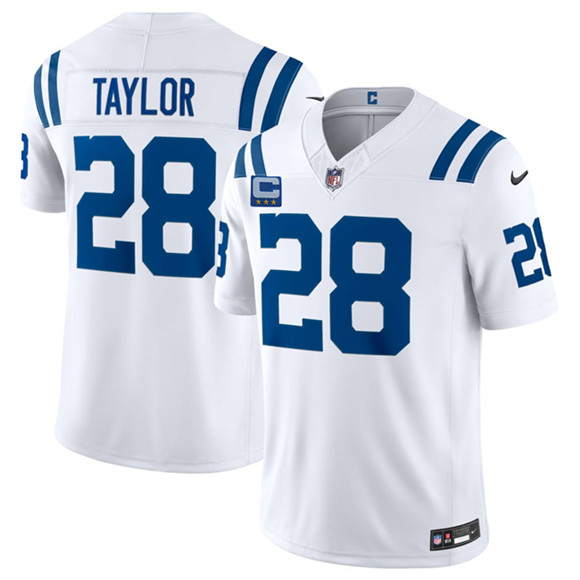 Men's Indianapolis Colts #28 Jonathan Taylor White 2026 F.U.S.E. With 4-Star C Patch Limited Football Stitched Jersey