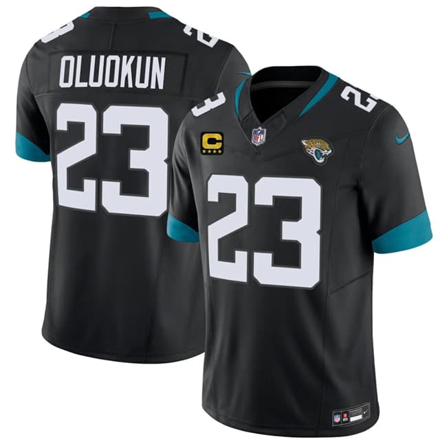 Men's Jacksonville Jaguars #23 Foyesade Oluokun Black 2026 F.U.S.E. 4-Star C Patch Vapor Limited Football Stitched Jersey