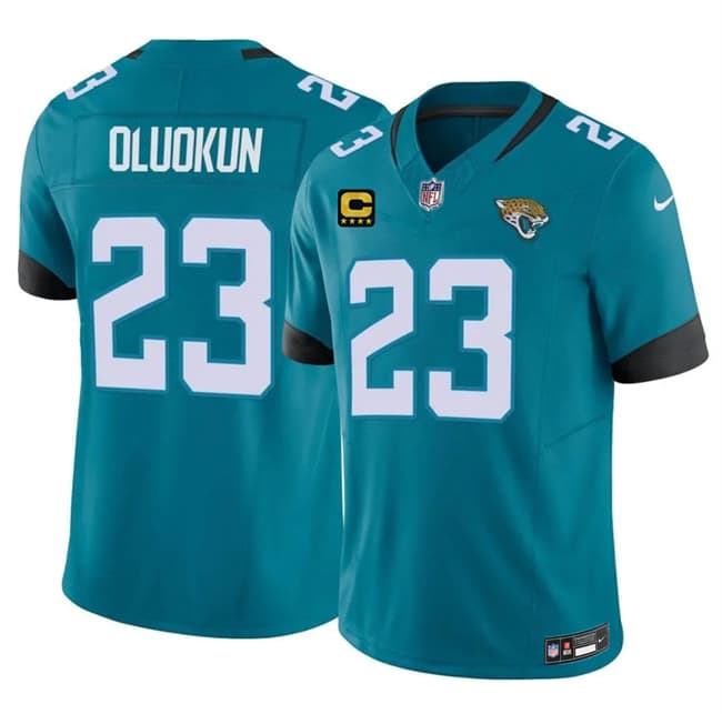 Men's Jacksonville Jaguars #23 Foyesade Oluokun Teal 2026 F.U.S.E. 4-Star C Patch Vapor Limited Football Stitched Jersey