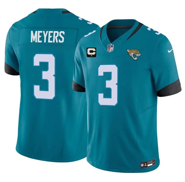 Men's Jacksonville Jaguars #3 Jakobi Meyers Teal 2026 F.U.S.E. 1-Star C Patch Vapor Limited Football Stitched Jersey