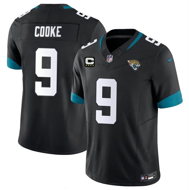 Men's Jacksonville Jaguars #9 Logan Cooke Black 2026 F.U.S.E. 4-Star C Patch Vapor Limited Football Stitched Jersey