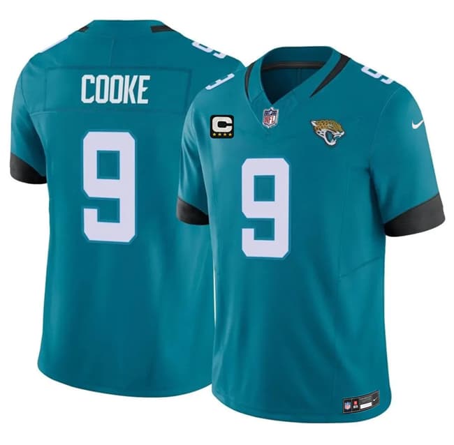 Men's Jacksonville Jaguars #9 Logan Cooke Teal 2026 F.U.S.E. 4-Star C Patch Vapor Limited Football Stitched Jersey