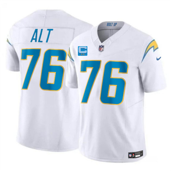 Men's Los Angeles Chargers #76 Joe Alt White 2026 F.U.S.E. 2-Star C Patch Vapor Limited Football Stitched Jersey