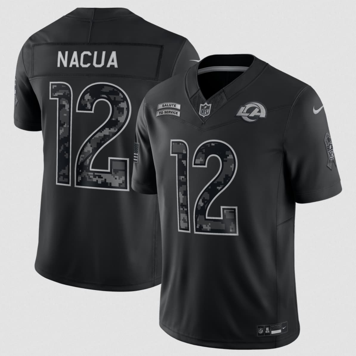 Men's Los Angeles Rams #12 Puka Nacua Black 2026 F.U.S.E. Salute to Service Limited Football Stitched Jersey