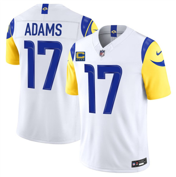 Men's Los Angeles Rams #17 Davante Adams White 2026 F.U.S.E. 4-Star C Patch Vapor Limited Football Stitched Jersey