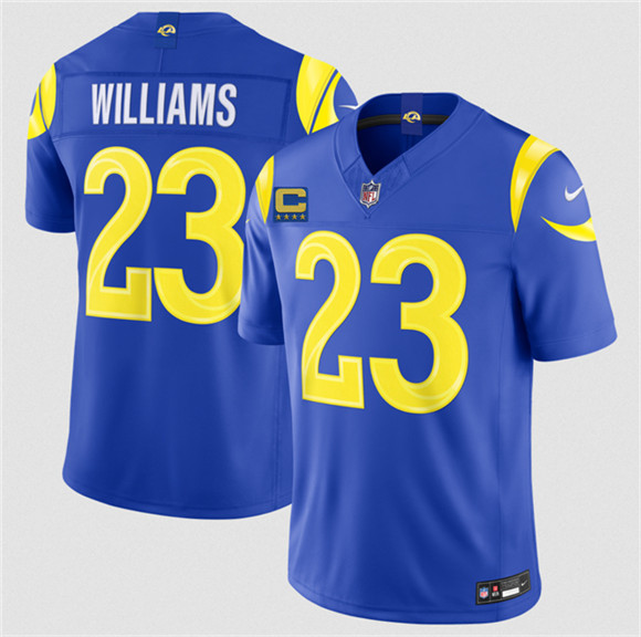 Men's Los Angeles Rams #23 Kyren Williams Royal 2026 F.U.S.E. 4-Star C Patch Vapor Limited Football Stitched Jersey