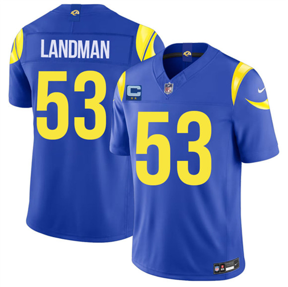 Men's Los Angeles Rams #53 Nate Landman Royal 2026 F.U.S.E. 2-Star C Patch Vapor Limited Football Stitched Jersey