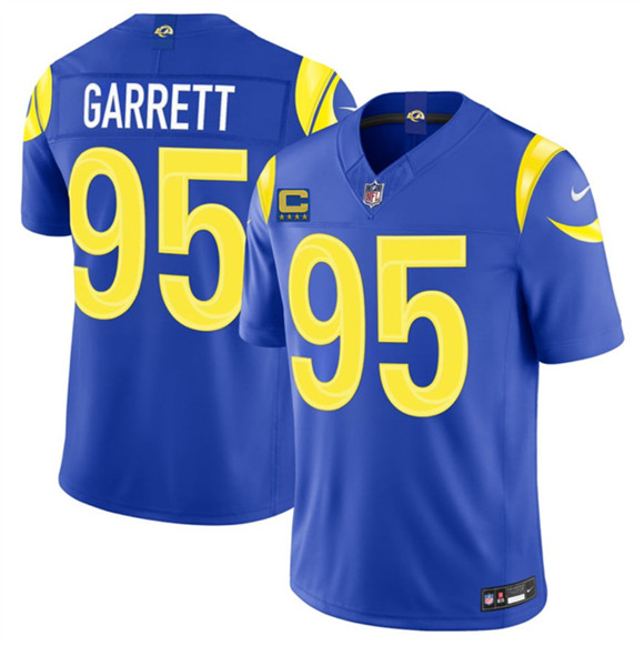 Men's Los Angeles Rams #95 Myles Garrett Royal 2026 F.U.S.E. 4-Star C Patch Vapor Limited Football Stitched Jersey