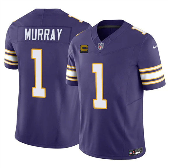 Men's Minnesota Vikings #1 Kyler Murray Purple 2026 F.U.S.E. 4-Star C Patch Throwback Vapor Untouchable Limited Football Stitched Jersey