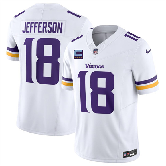 Men's Minnesota Vikings #18 Justin Jefferson White 2026 F.U.S.E. With 4-star C Patch Vapor Untouchable Limited Football Stitched Jersey