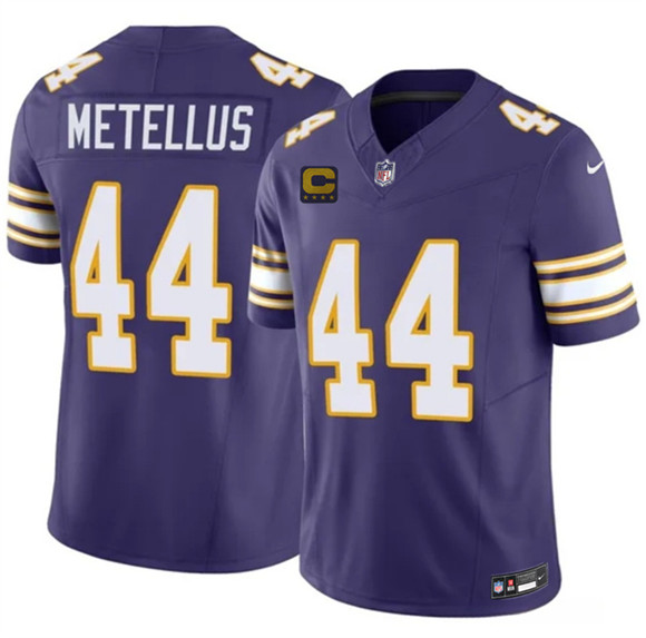 Men's Minnesota Vikings #44 Josh Metellus Purple 2026 F.U.S.E. 4-Star C Patch Vapor Untouchable Throwback Limited Football Stitched Jersey