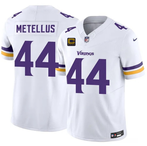 Men's Minnesota Vikings #44 Josh Metellus White 2026 F.U.S.E. 4-Star C Patch Vapor Untouchable Limited Football Stitched Jersey