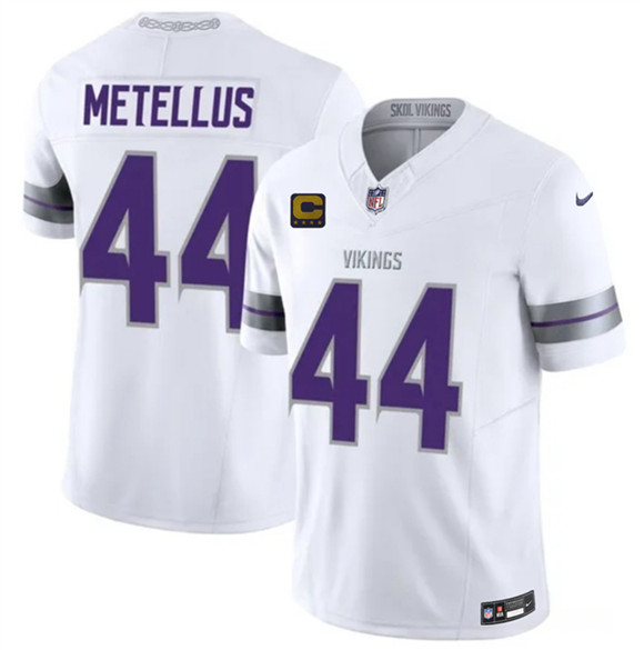 Men's Minnesota Vikings #44 Josh Metellus White 2026 F.U.S.E. 4-Star C Patch Winter Warrior Limited Football Stitched Jersey