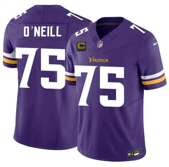 Men's Minnesota Vikings #75 Brian O'Neill Purple 2026 F.U.S.E. 4-Star C Patch Vapor Untouchable Limited Football Stitched Jersey