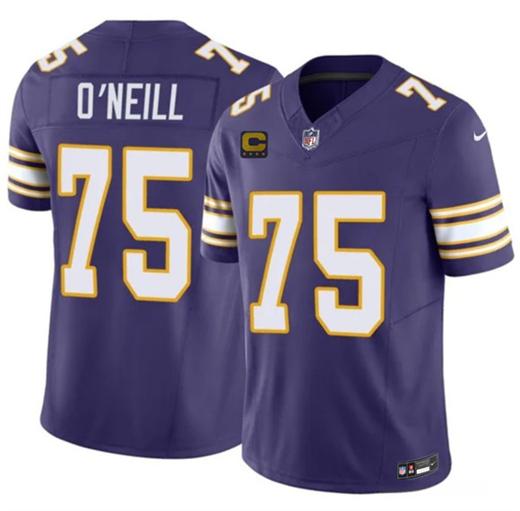 Men's Minnesota Vikings #75 Brian O'Neill Purple 2026 F.U.S.E. 4-Star C Patch Vapor Untouchable Throwback Limited Football Stitched Jersey