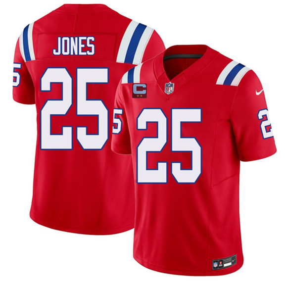Men's New England Patriots #25 Marcus Jones Red 2026 F.U.S.E. 2-Star C Pach Vapor Limited Football Stitched Jersey