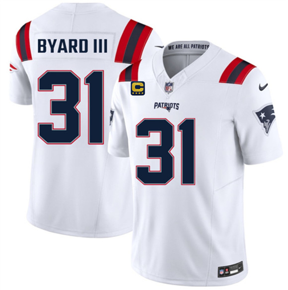 Men's New England Patriots #31 Kevin Byard III White 2026 F.U.S.E. 4-Star C Pach Vapor Limited Football Stitched Jersey