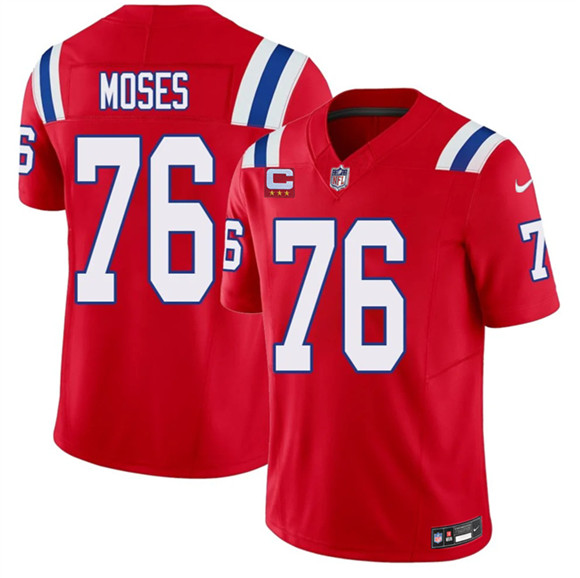 Men's New England Patriots #76 Morgan Moses Red 2026 F.U.S.E. 3-Star C Pach Vapor Limited Football Stitched Jersey