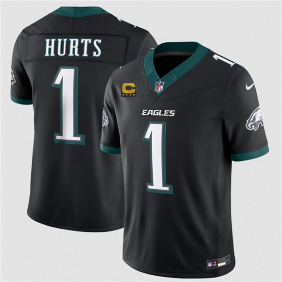 Men's Philadelphia Eagles #1 Jalen Hurts Black 2026 F.U.S.E. 4-Star C Patch Vapor Untouchable Limited Football Stitched Jersey