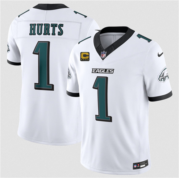 Men's Philadelphia Eagles #1 Jalen Hurts White 2026 F.U.S.E. 4-Star C Patch Vapor Untouchable Limited Football Stitched Jersey