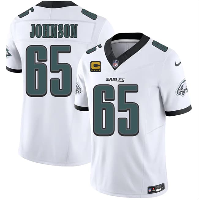 Men's Philadelphia Eagles #65 Lane Johnson White 2026 F.U.S.E. 4-Star C Patch Vapor Untouchable Limited Football Stitched Jersey