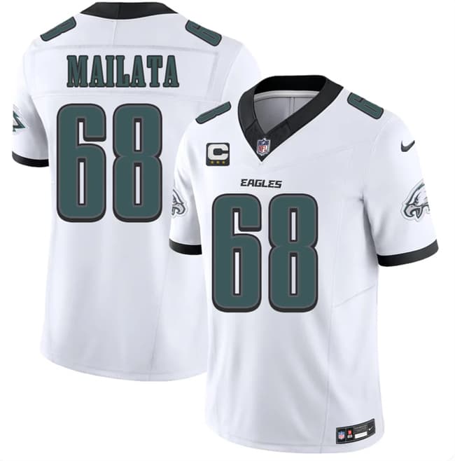 Men's Philadelphia Eagles #68 Jordan Mailata White 2026 F.U.S.E. 3-Star C Patch Vapor Untouchable Limited Football Stitched Jersey