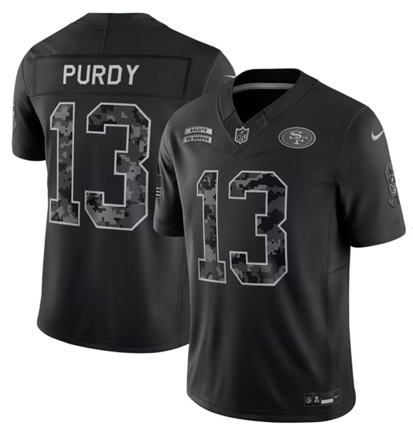 Men's San Francisco 49ers #13 Brock Purdy Black 2026 F.U.S.E. Salute to Service Limited Stitched Football Jersey
