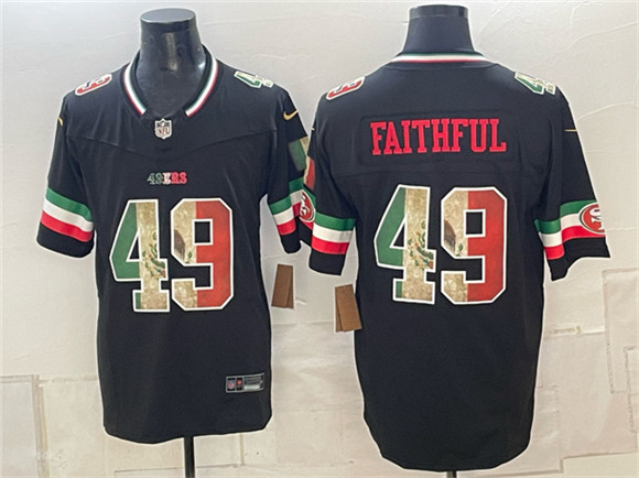 Men's San Francisco 49ers #49 Faithful Black 2025 F.U.S.E. Mexico Vapor Limited Football Stitched Jersey