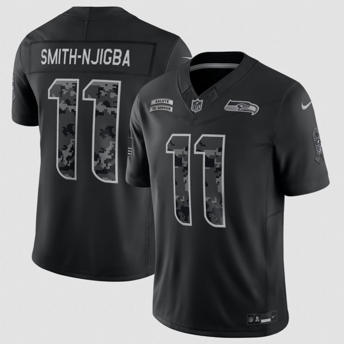 Men's Seattle Seahawks #11 Jaxon Smith-Njigba Black 2026 F.U.S.E. Salute to Service Limited Football Stitched Jersey
