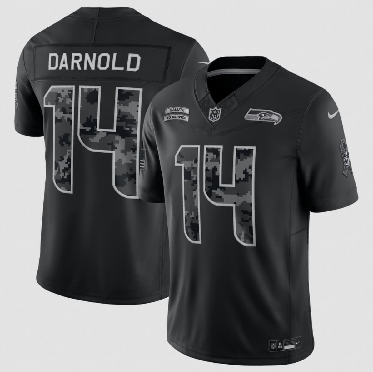 Men's Seattle Seahawks #14 Sam Darnold Black 2026 F.U.S.E. Salute to Service Limited Football Stitched Jersey