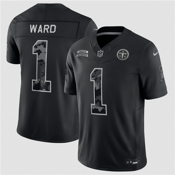Men's Tennessee Titans #1 Cameron Ward Black F.U.S.E. 2026 Salute to Service Limited Football Stitched Jersey
